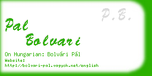 pal bolvari business card